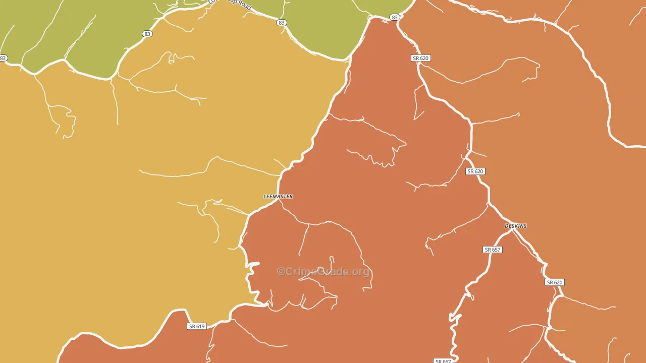 Leemaster, VA Map of Vandalism Rates
