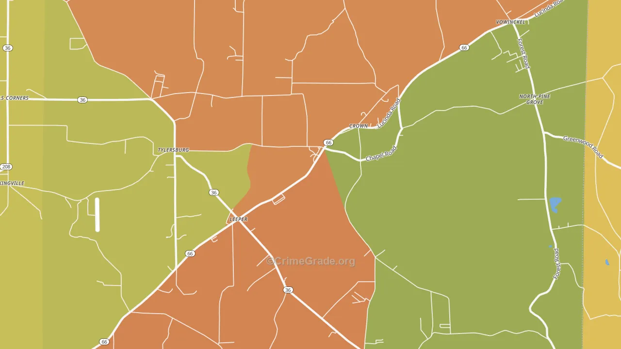 Leeper, PA Map of Vandalism Rates