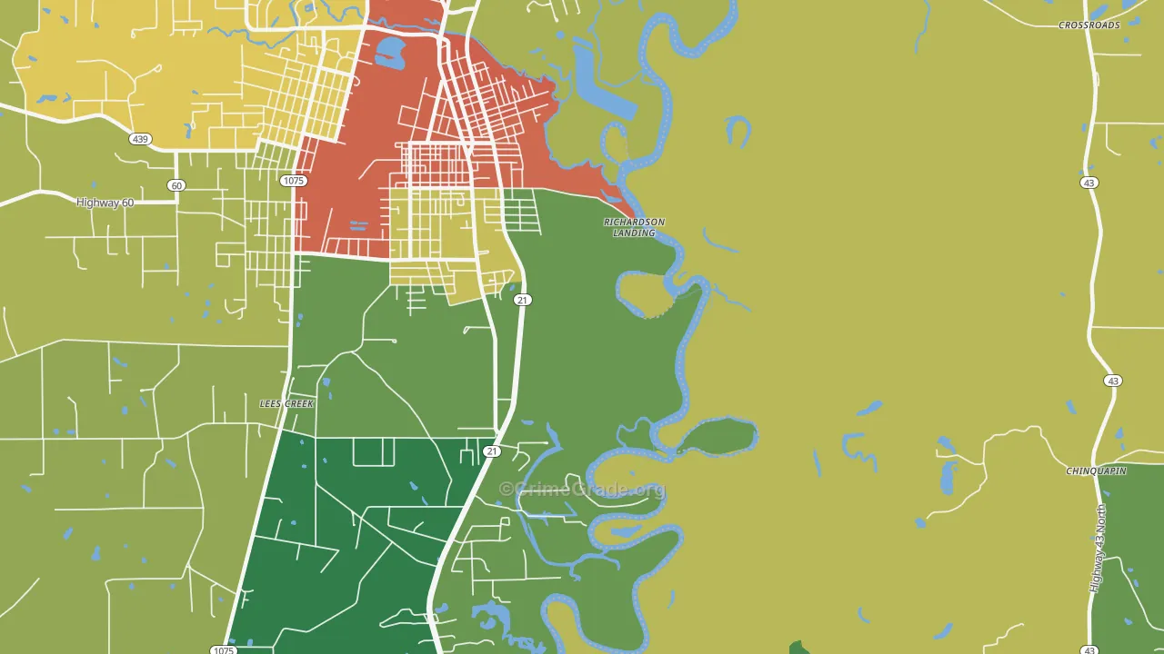 Lees Creek, LA Map of Vandalism Rates