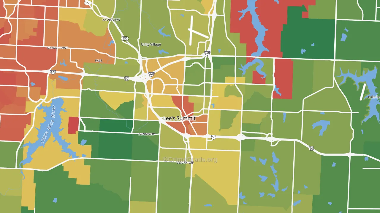 Lees Summit, MO Map of Vandalism Rates