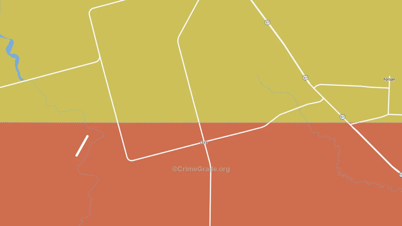 Lees, TX Map of Vandalism Rates