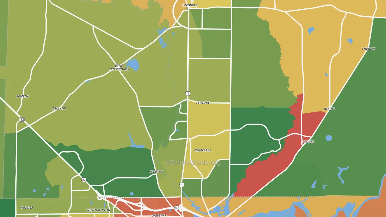 Leesburg, GA Map of Vandalism Rates