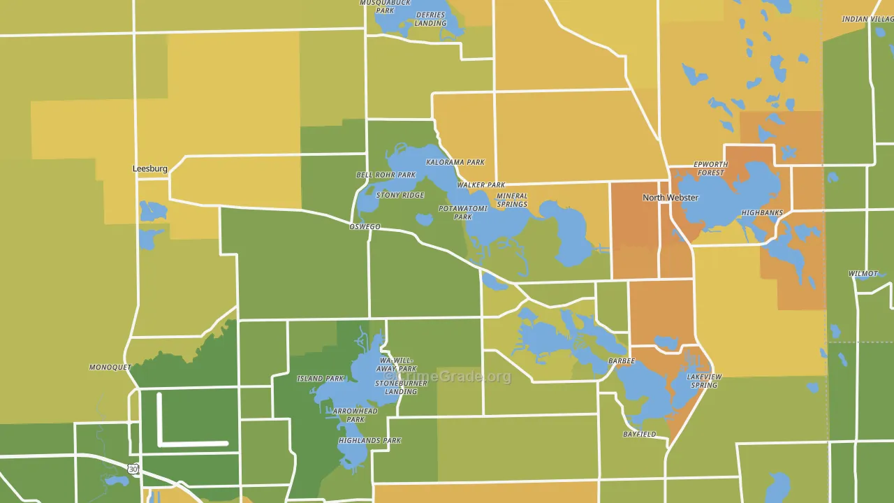 Leesburg, IN Map of Vandalism Rates