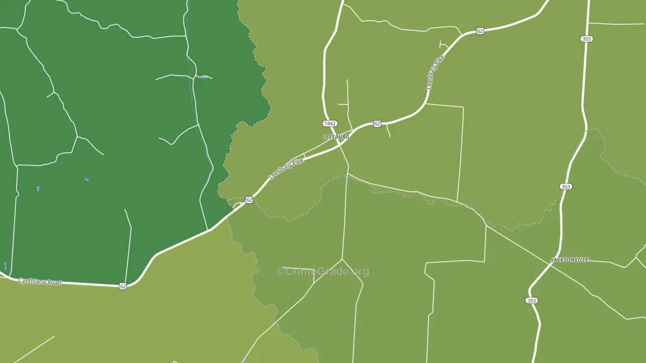 Leesburg, KY Map of Vandalism Rates