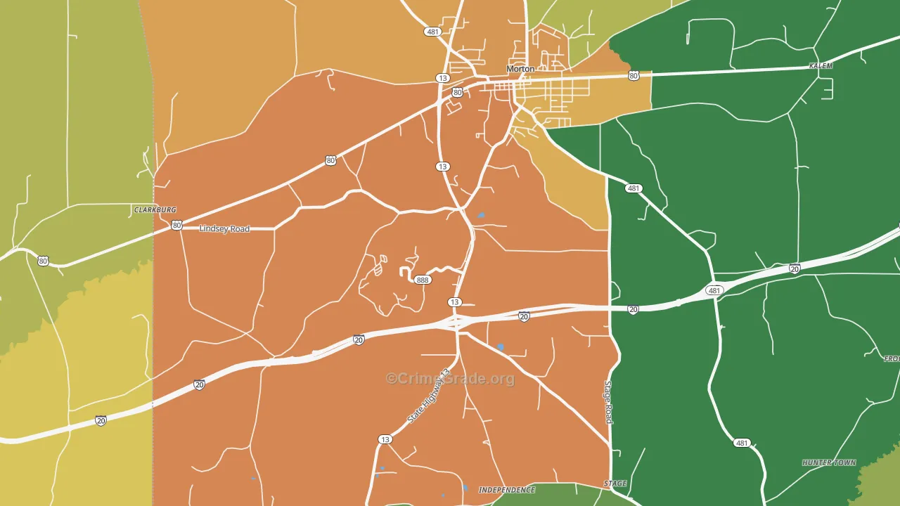 Leesburg, MS Map of Vandalism Rates