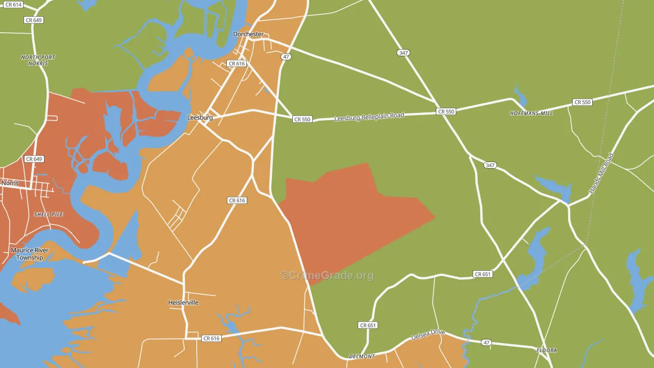 Leesburg, NJ Map of Vandalism Rates