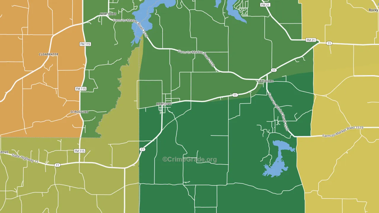 Leesburg, TX Map of Vandalism Rates