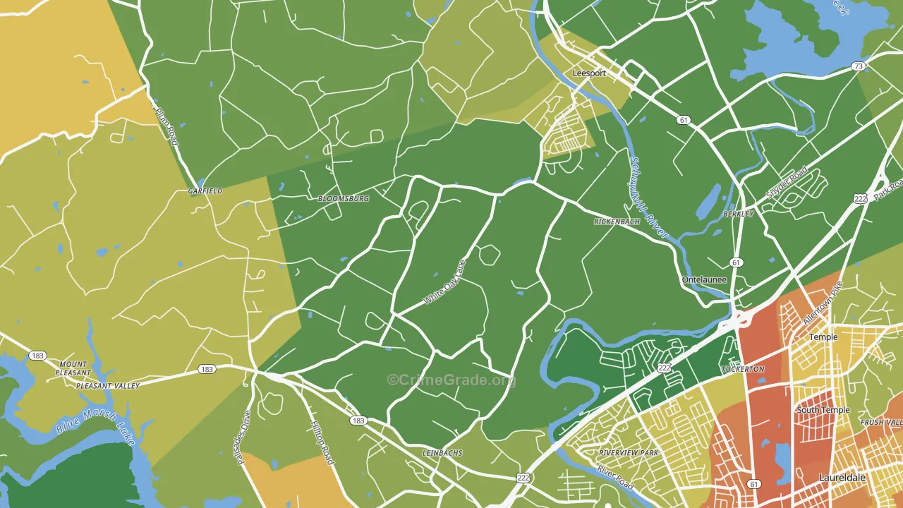 Leesport, PA Map of Vandalism Rates