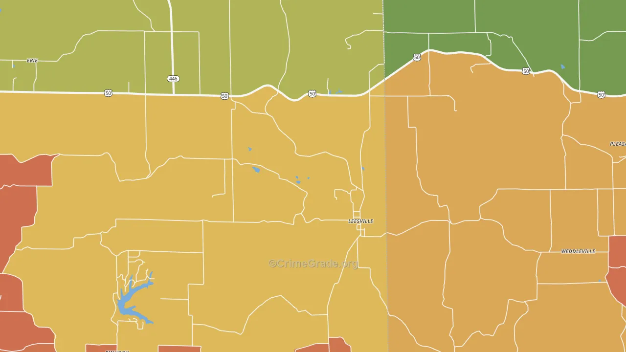 Leesville, IN Map of Vandalism Rates