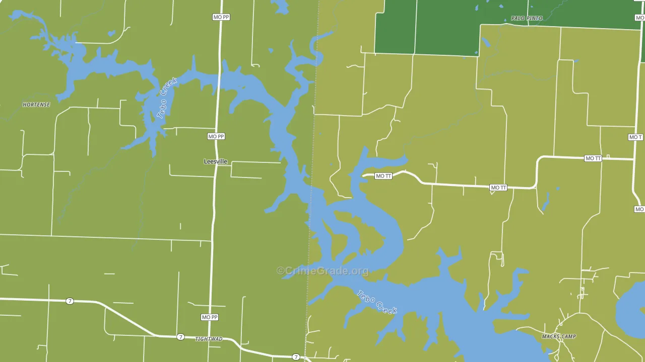 Leesville, MO Map of Vandalism Rates
