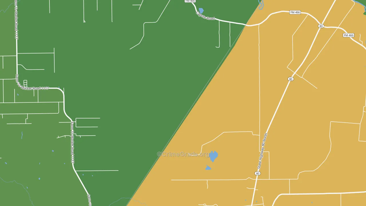 Leesville, TX Map of Vandalism Rates
