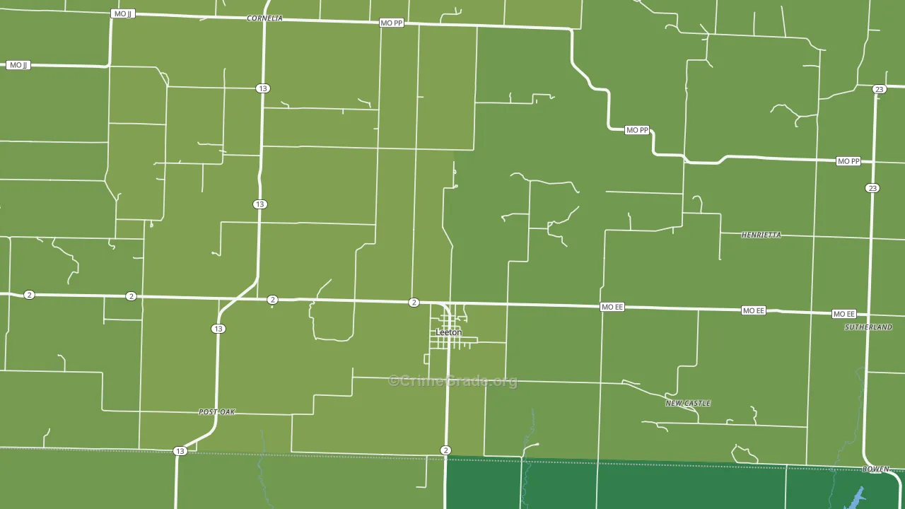 Leeton, MO Map of Vandalism Rates