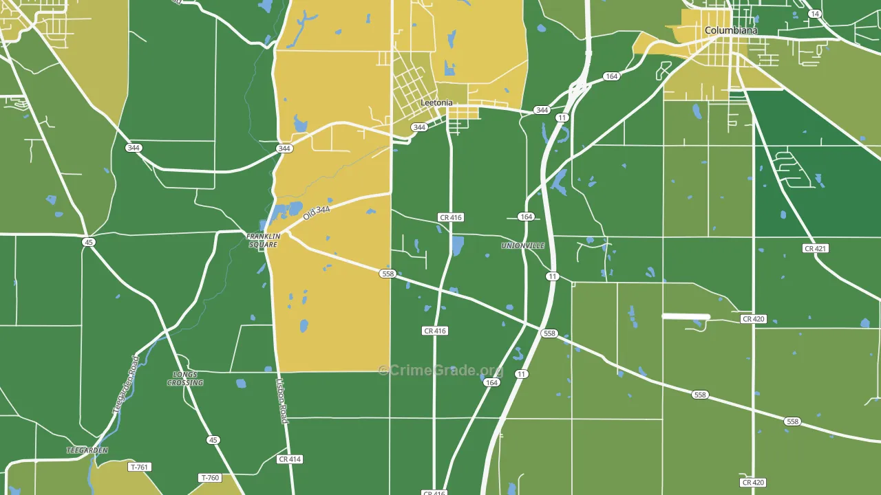 Leetonia, OH Map of Vandalism Rates