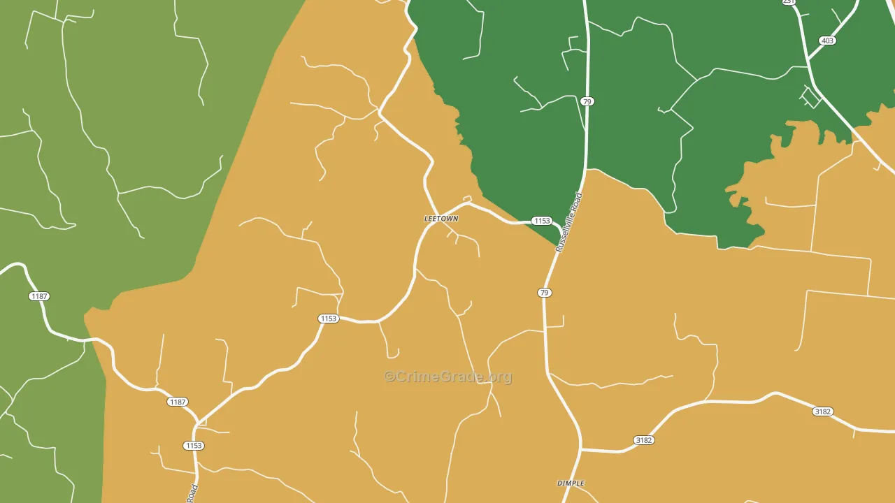 Leetown, KY Map of Vandalism Rates