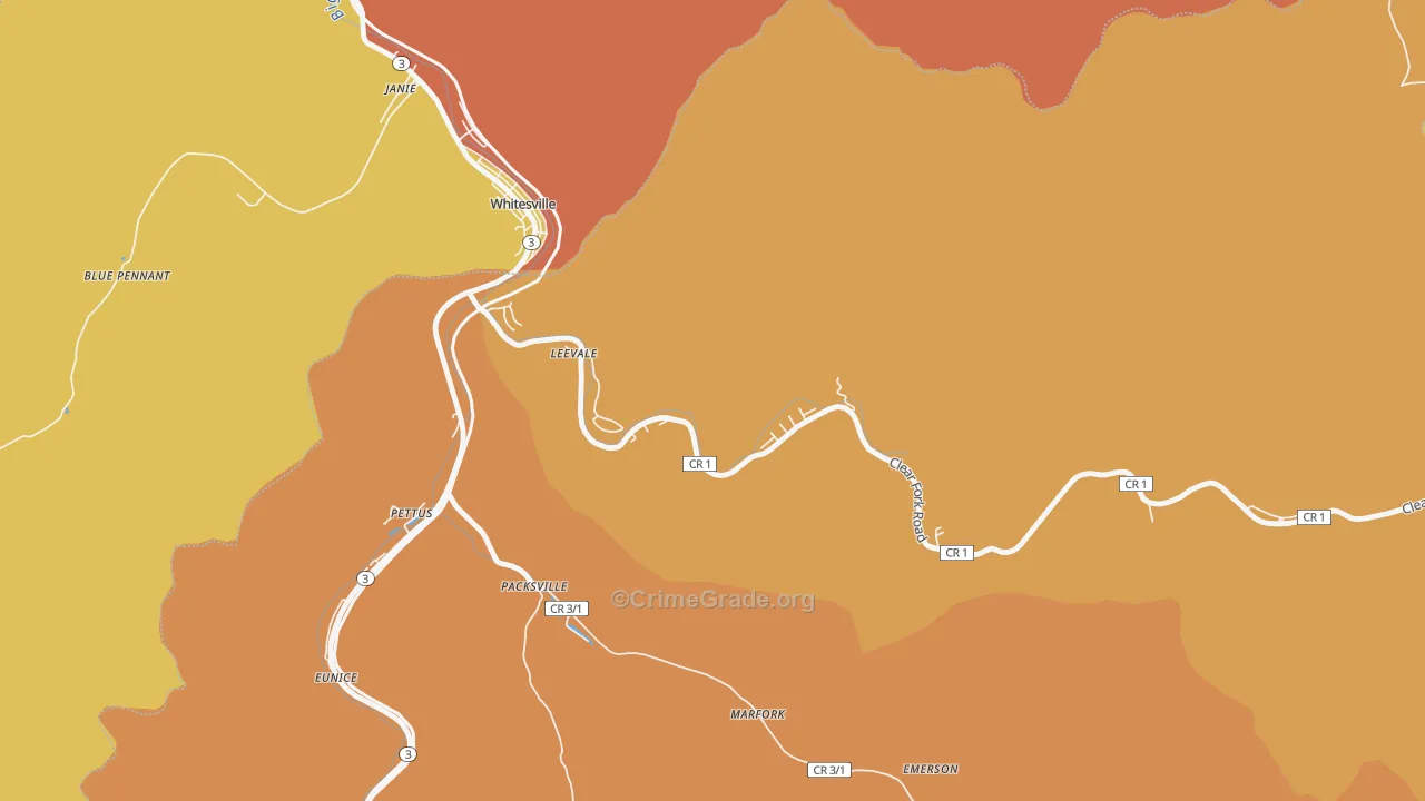 Leevale, WV Map of Vandalism Rates