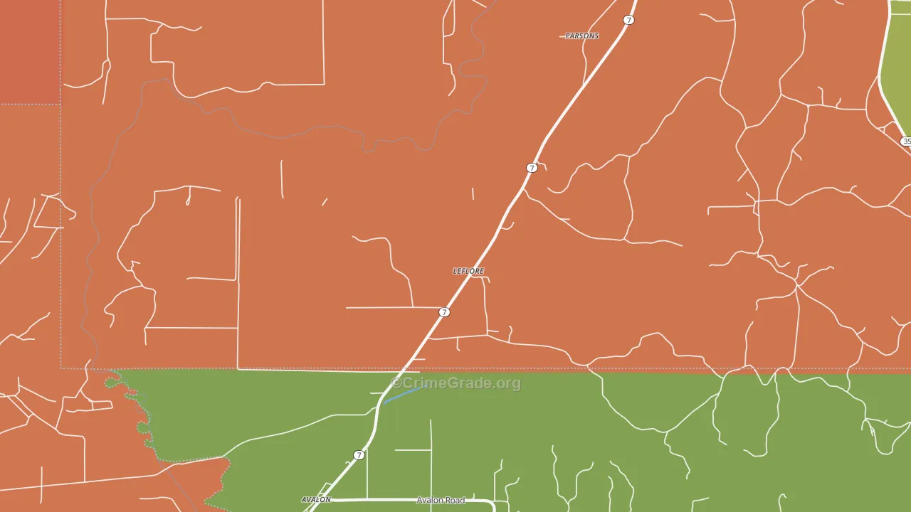Leflore, MS Map of Vandalism Rates