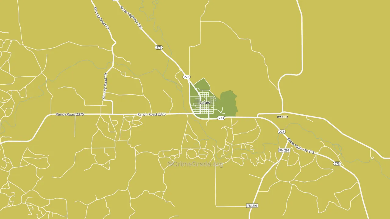Lefors, TX Map of Vandalism Rates