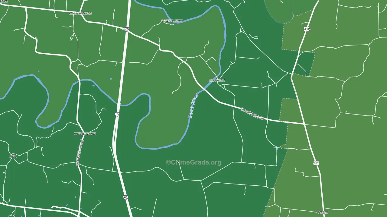 Leftwich, TN Map of Vandalism Rates