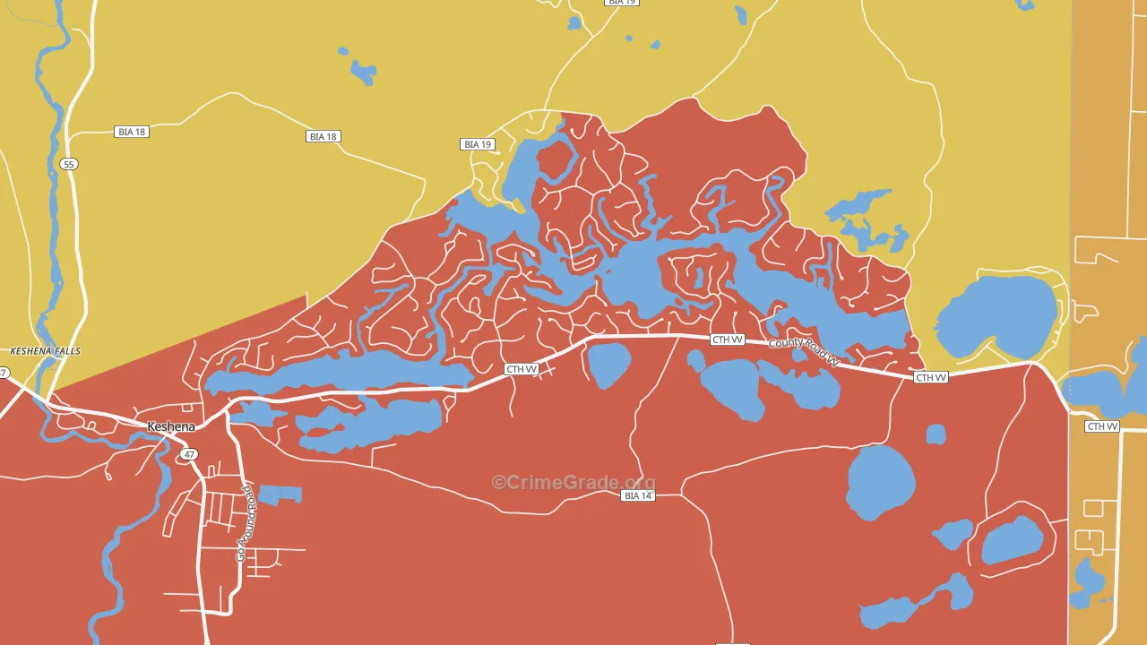 Legend Lake, WI Map of Vandalism Rates
