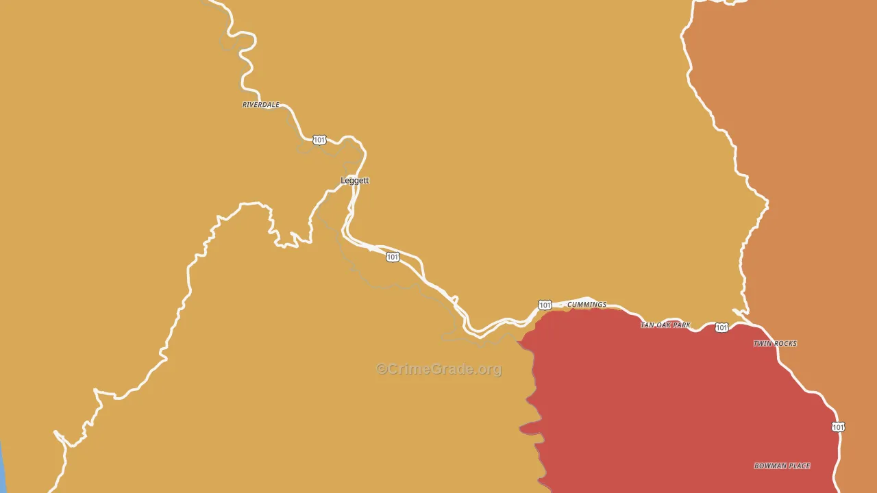 Leggett, CA Map of Vandalism Rates