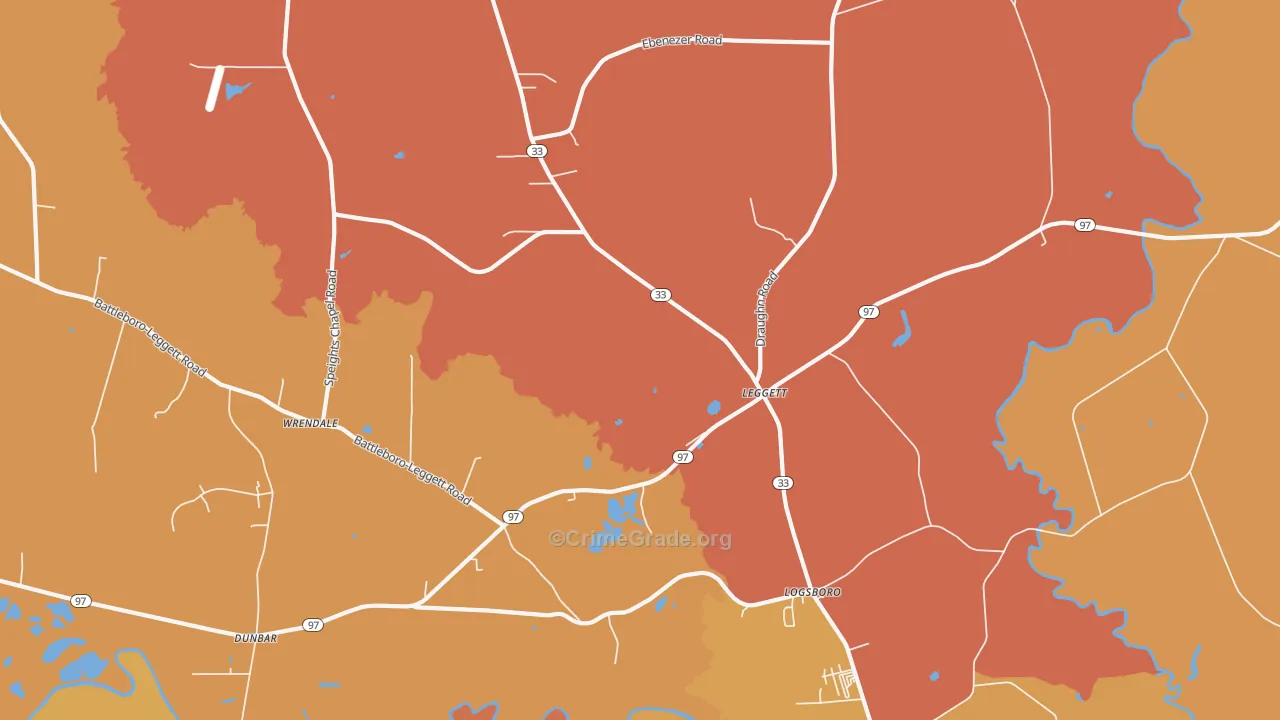 Leggett, NC Map of Vandalism Rates