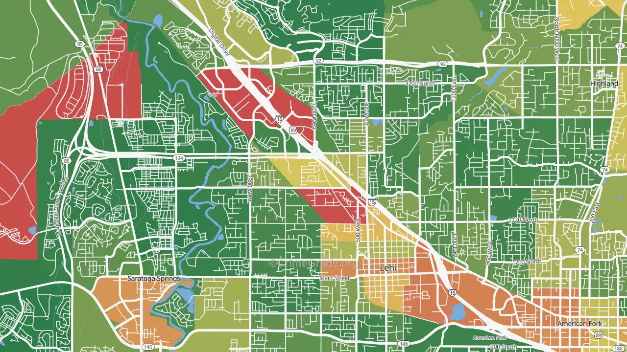 Lehi, UT Map of Vandalism Rates