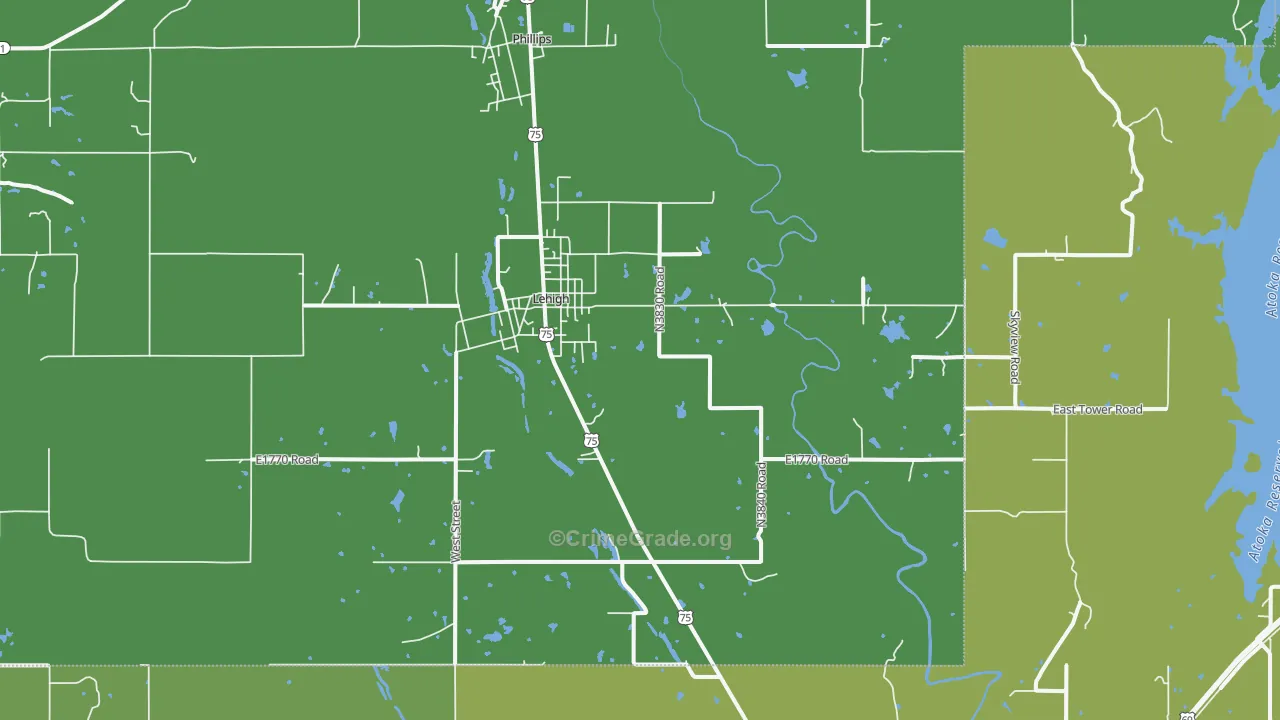 Lehigh, OK Map of Vandalism Rates