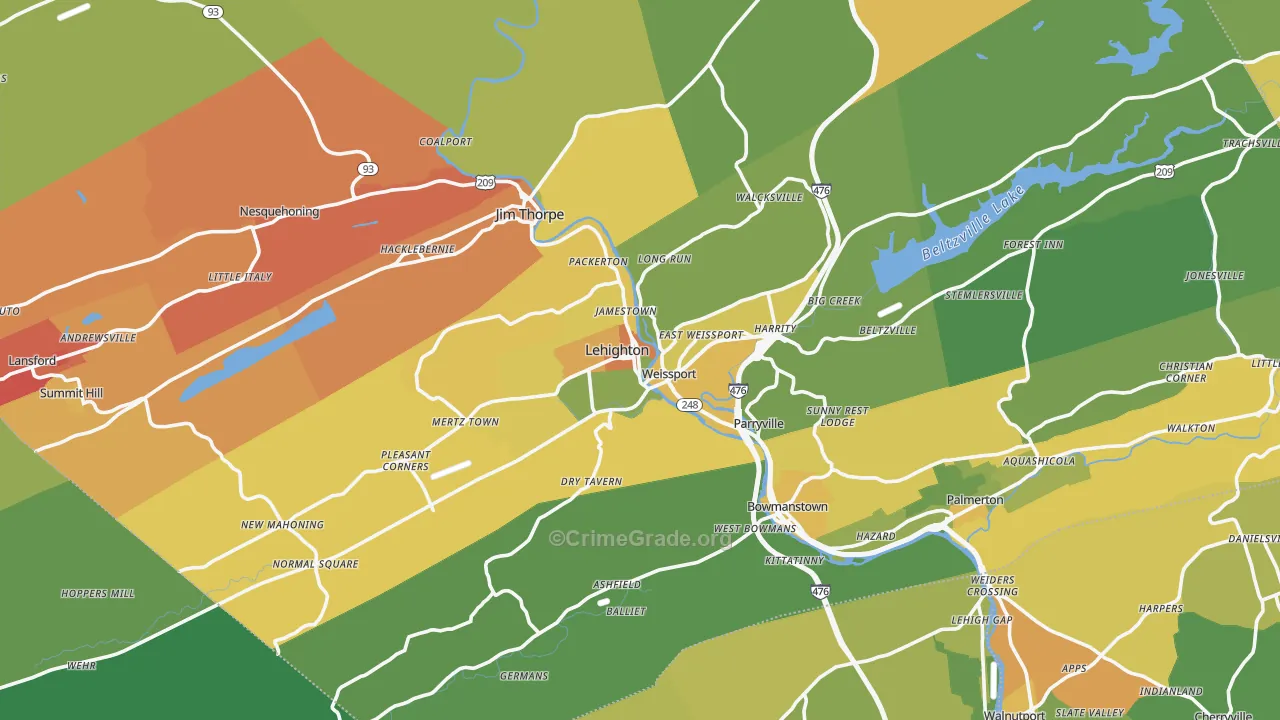 Lehighton, PA Map of Vandalism Rates