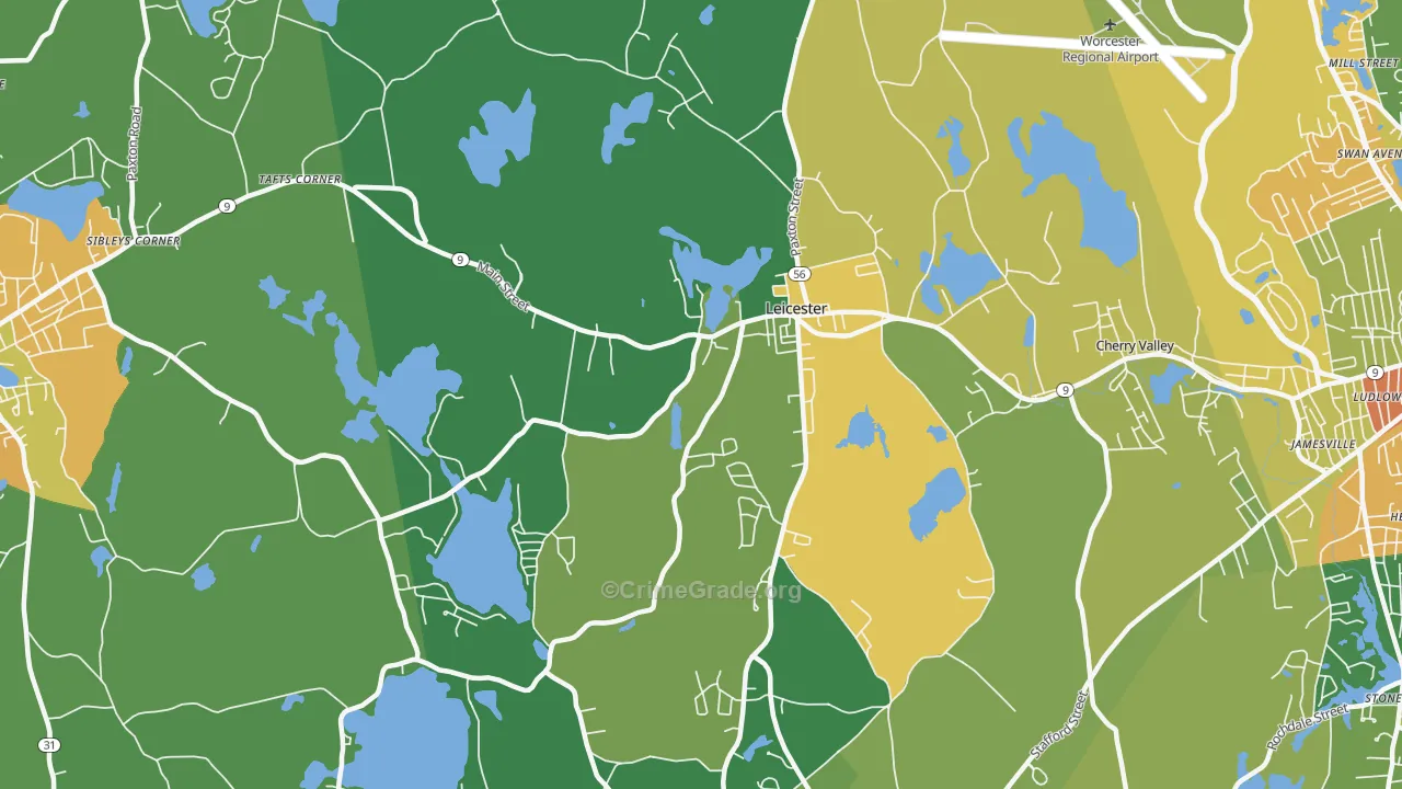 Leicester, MA Map of Vandalism Rates