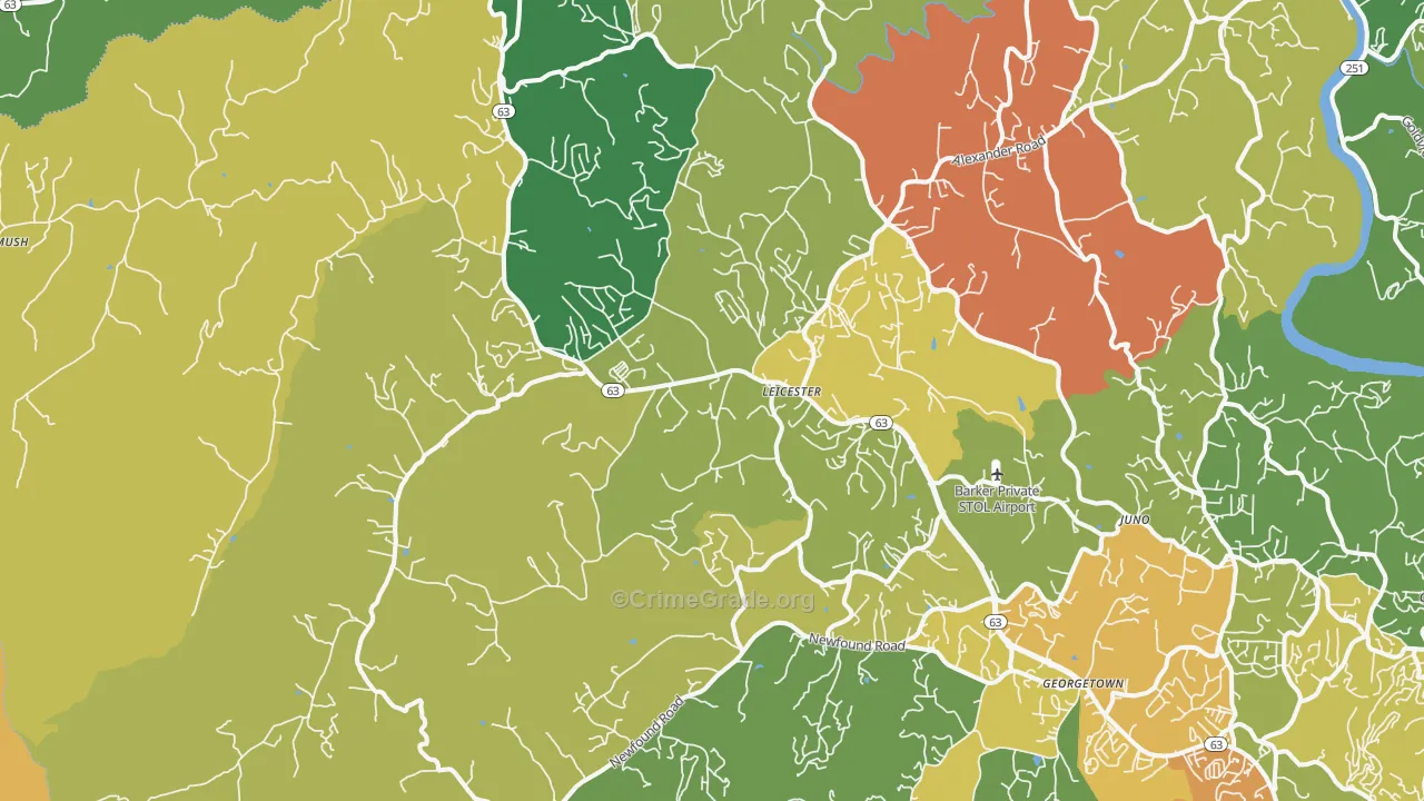 Leicester, NC Map of Vandalism Rates