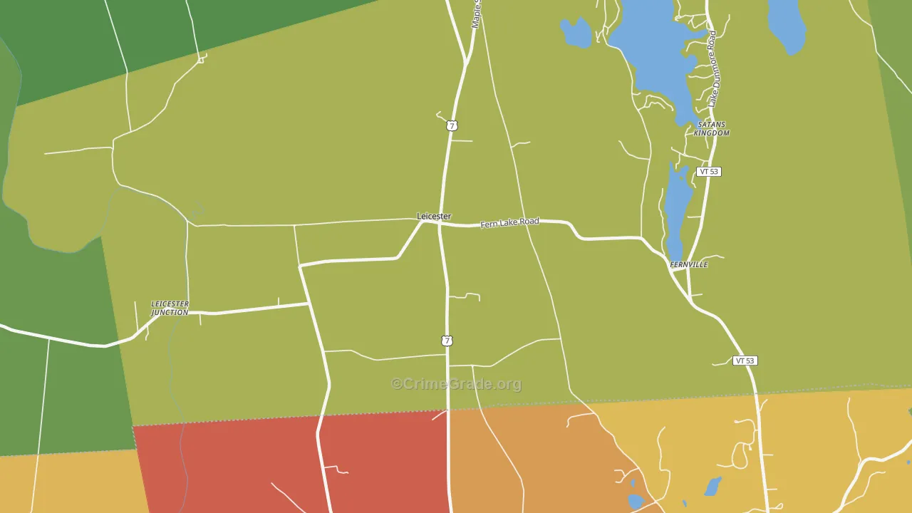 Leicester, VT Map of Vandalism Rates