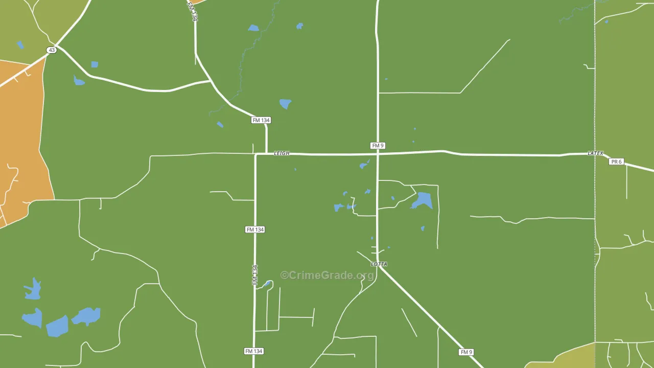 Leigh, TX Map of Vandalism Rates