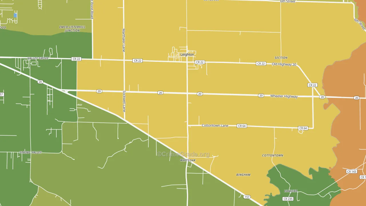 Leighton, AL Map of Vandalism Rates