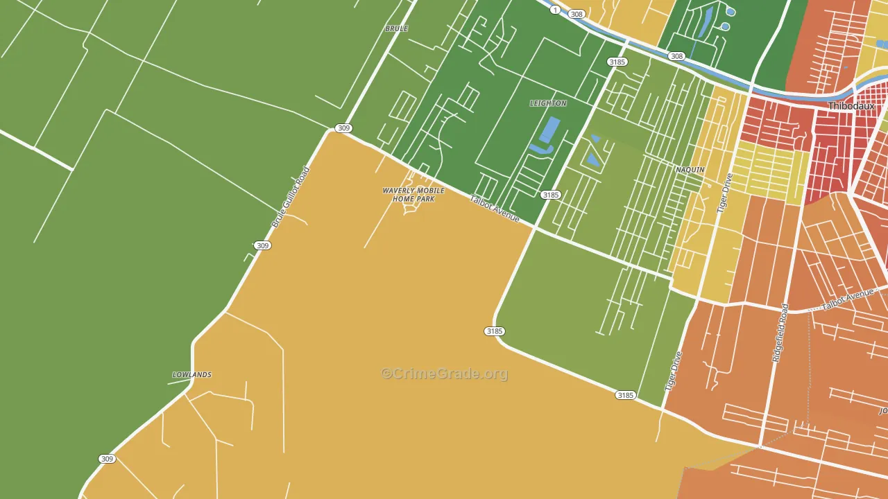 Leighton, LA Map of Vandalism Rates