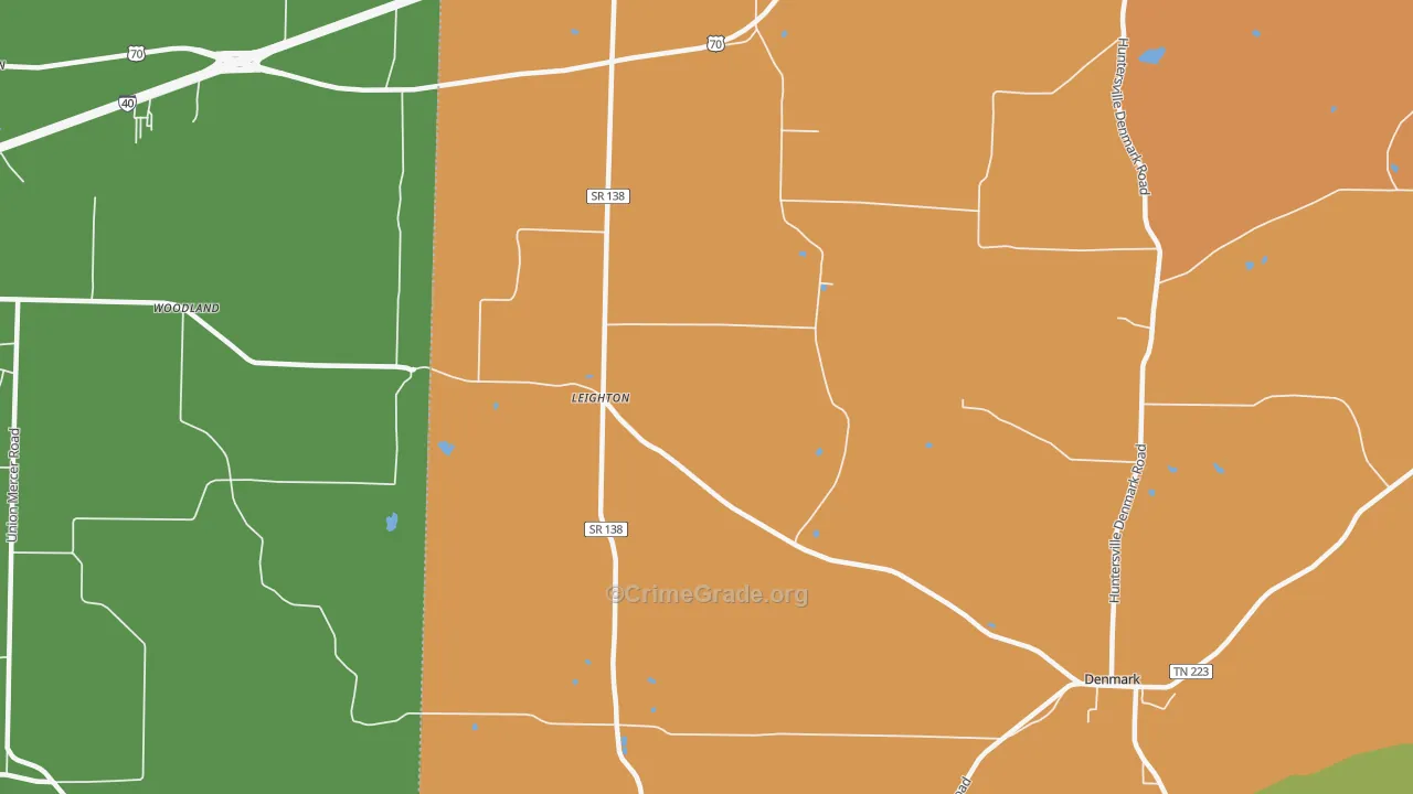 Leighton, TN Map of Vandalism Rates