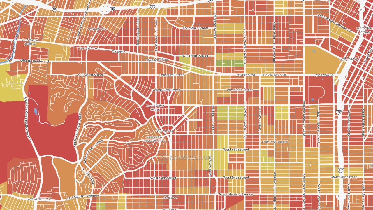 Leimert Park, Los Angeles, CA Map of Vandalism Rates