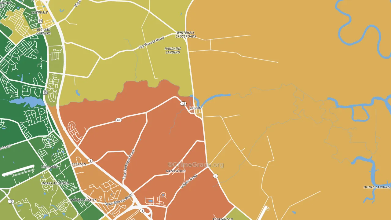 Leipsic, DE Map of Vandalism Rates