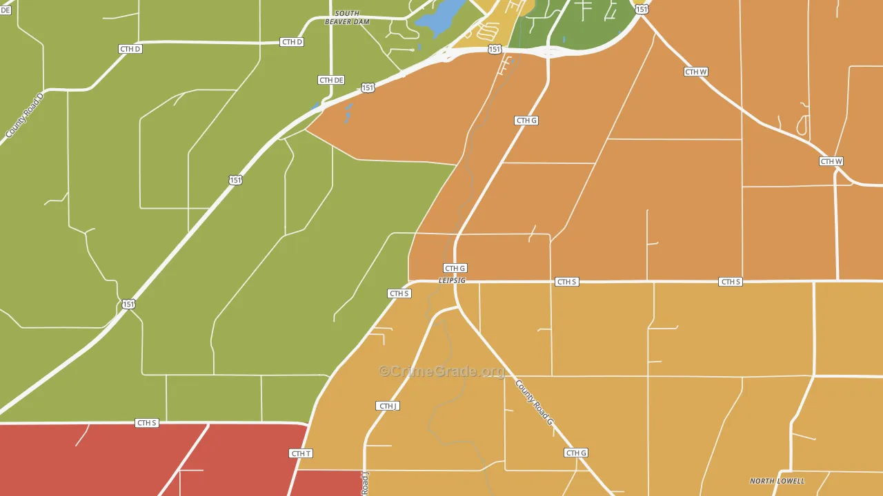 Leipsig, WI Map of Vandalism Rates