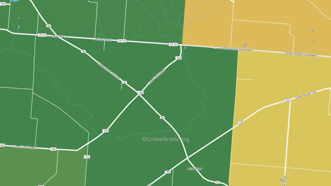 Leistville, OH Map of Vandalism Rates