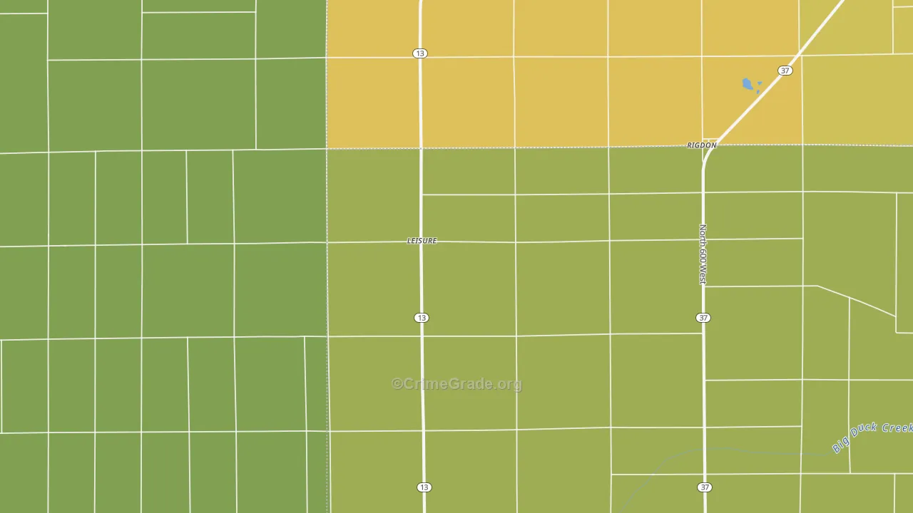 Leisure, IN Map of Vandalism Rates