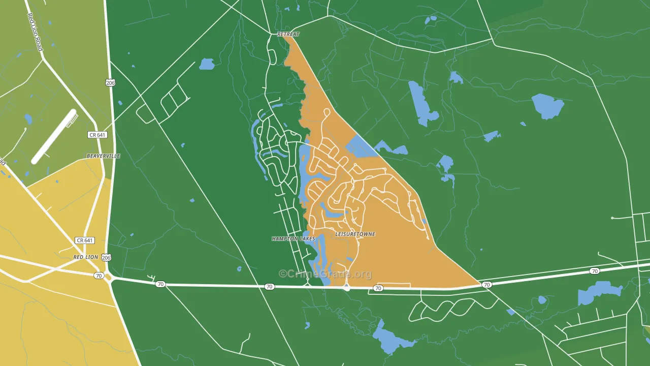 Leisuretowne, NJ Map of Vandalism Rates