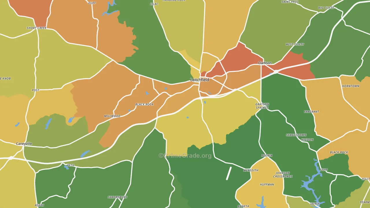 Leitchfield, KY Map of Vandalism Rates