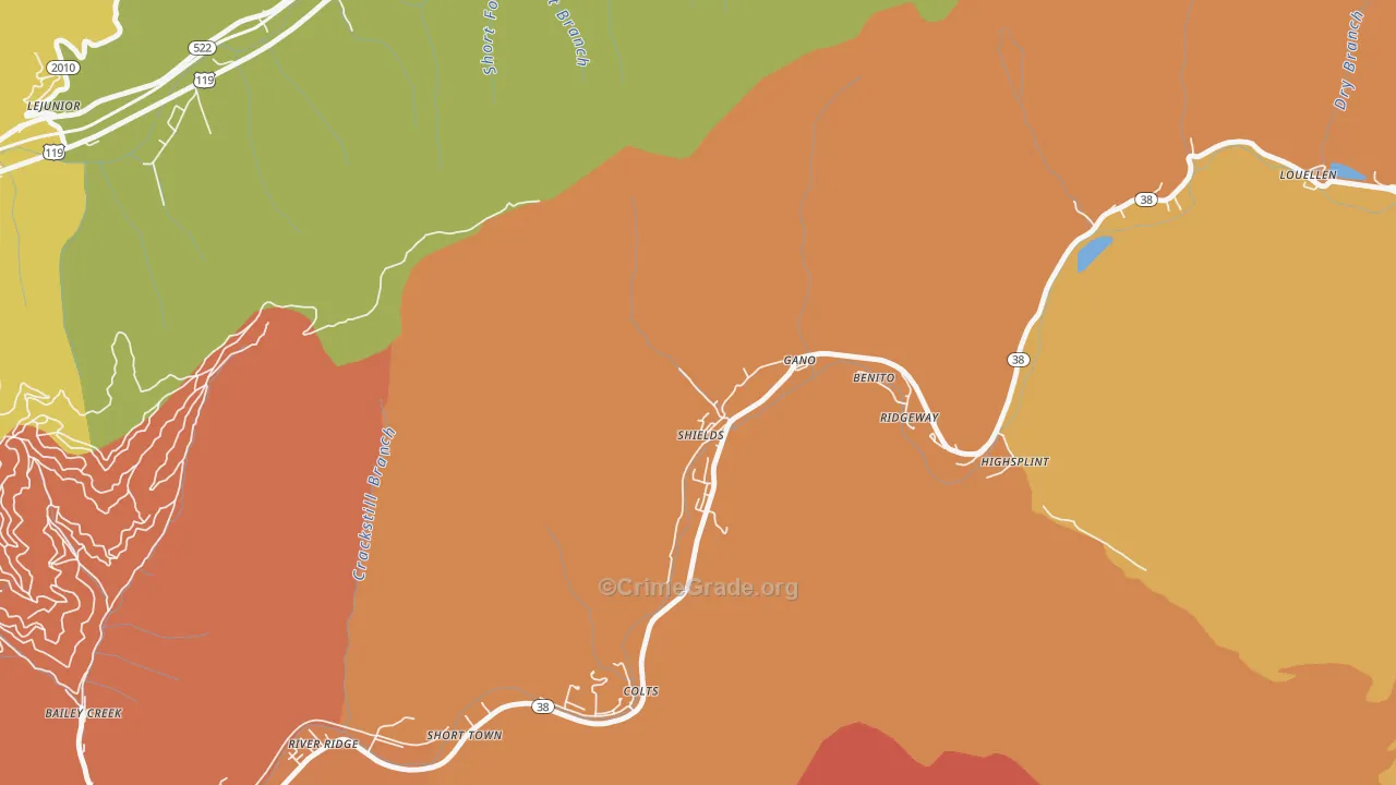 Lejunior, KY Map of Vandalism Rates