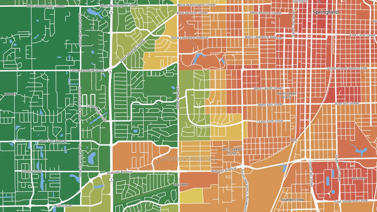 Leland Grove, IL Map of Vandalism Rates