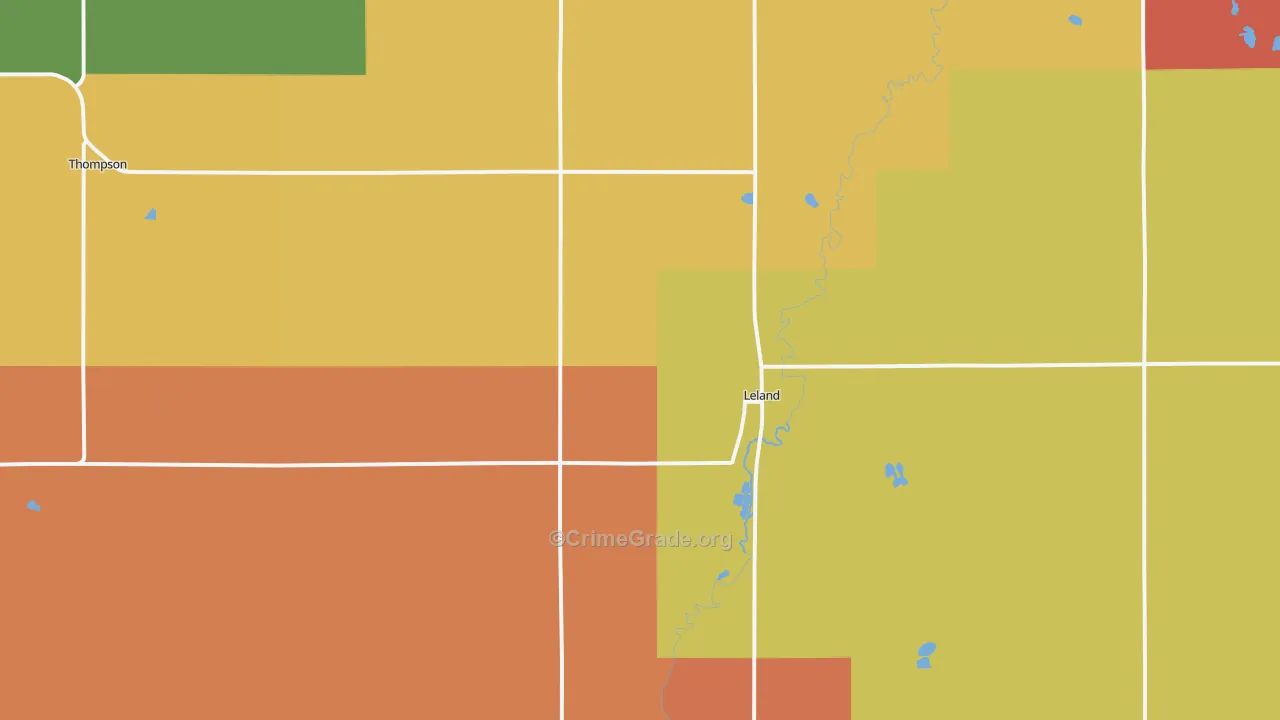 Leland, IA Map of Vandalism Rates