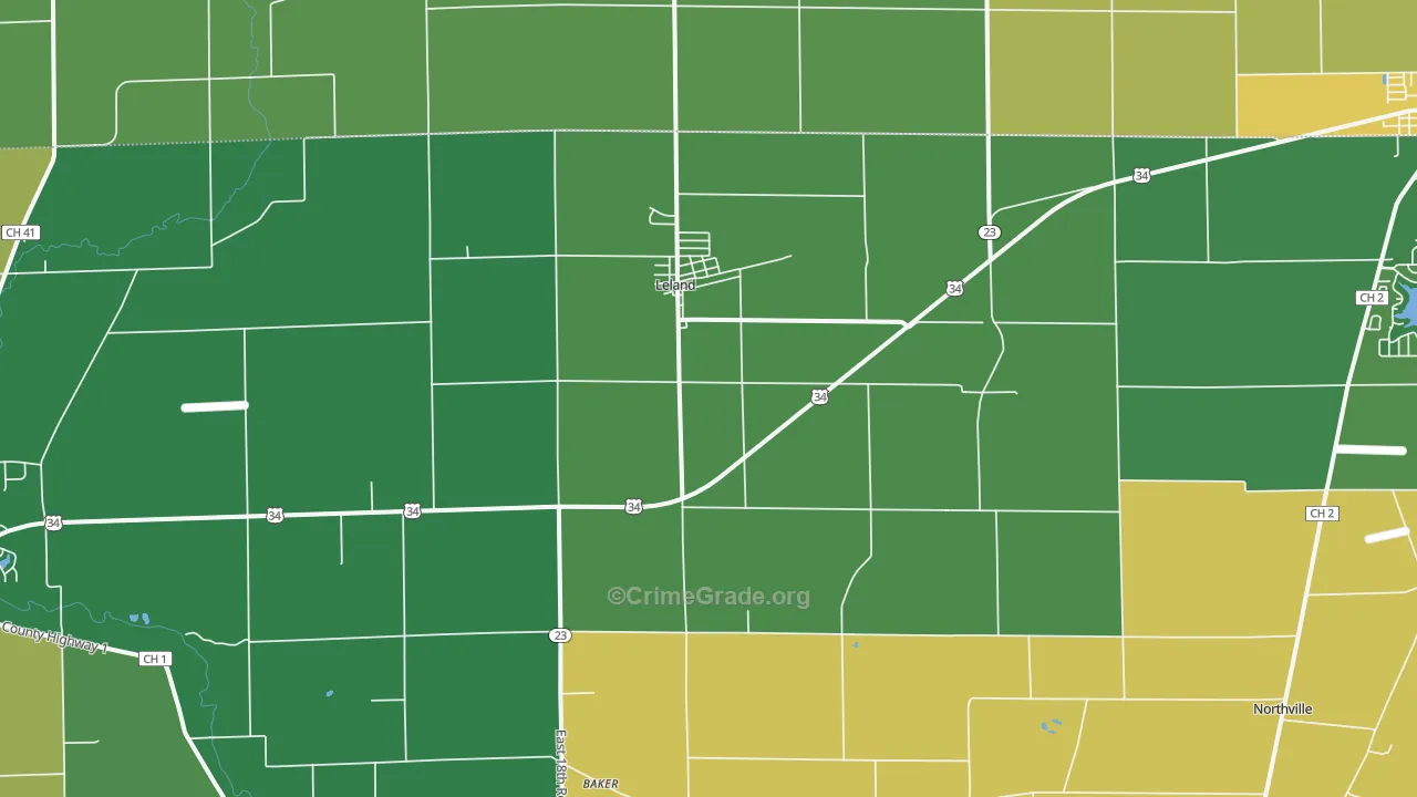 Leland, IL Map of Vandalism Rates