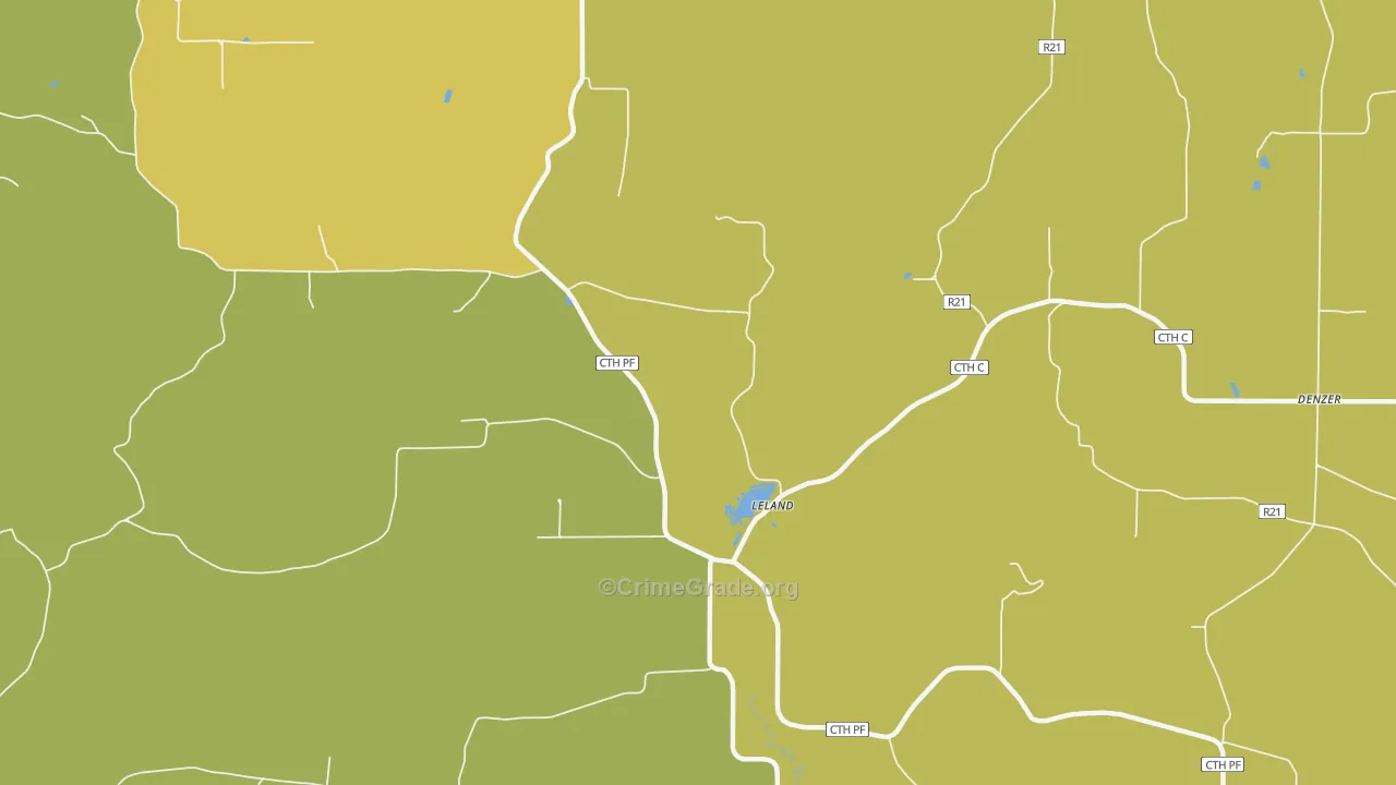 Leland, WI Map of Vandalism Rates