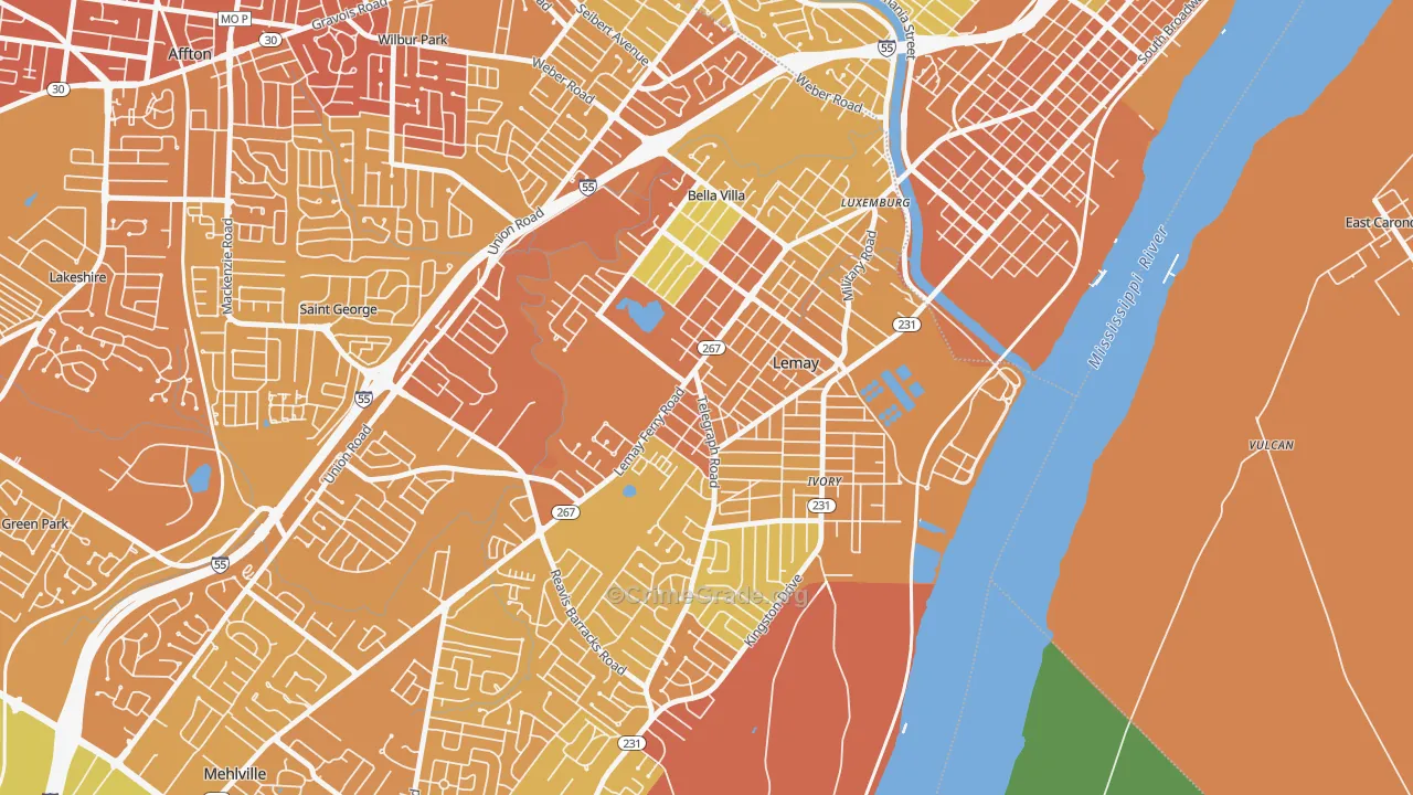Lemay, MO Map of Vandalism Rates