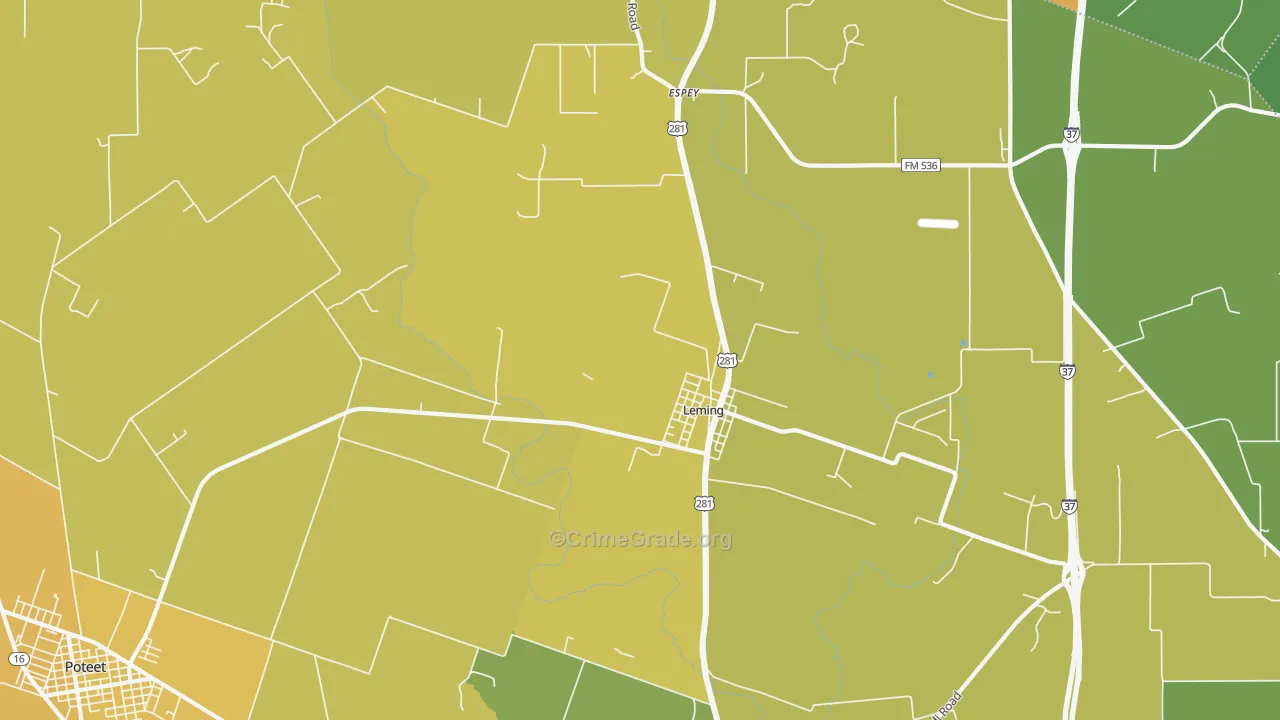 Leming, TX Map of Vandalism Rates
