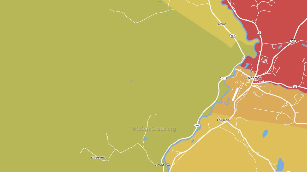 Lemington, VT Map of Vandalism Rates